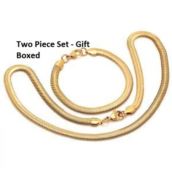 18 KT Gold on Stainless Jewelry - SOLD - MORE in closet, bracelet necklace set 18 KT